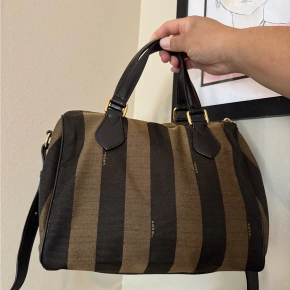 Fendi Striped Black and Brown Duffel Bag - Picture 12 of 15